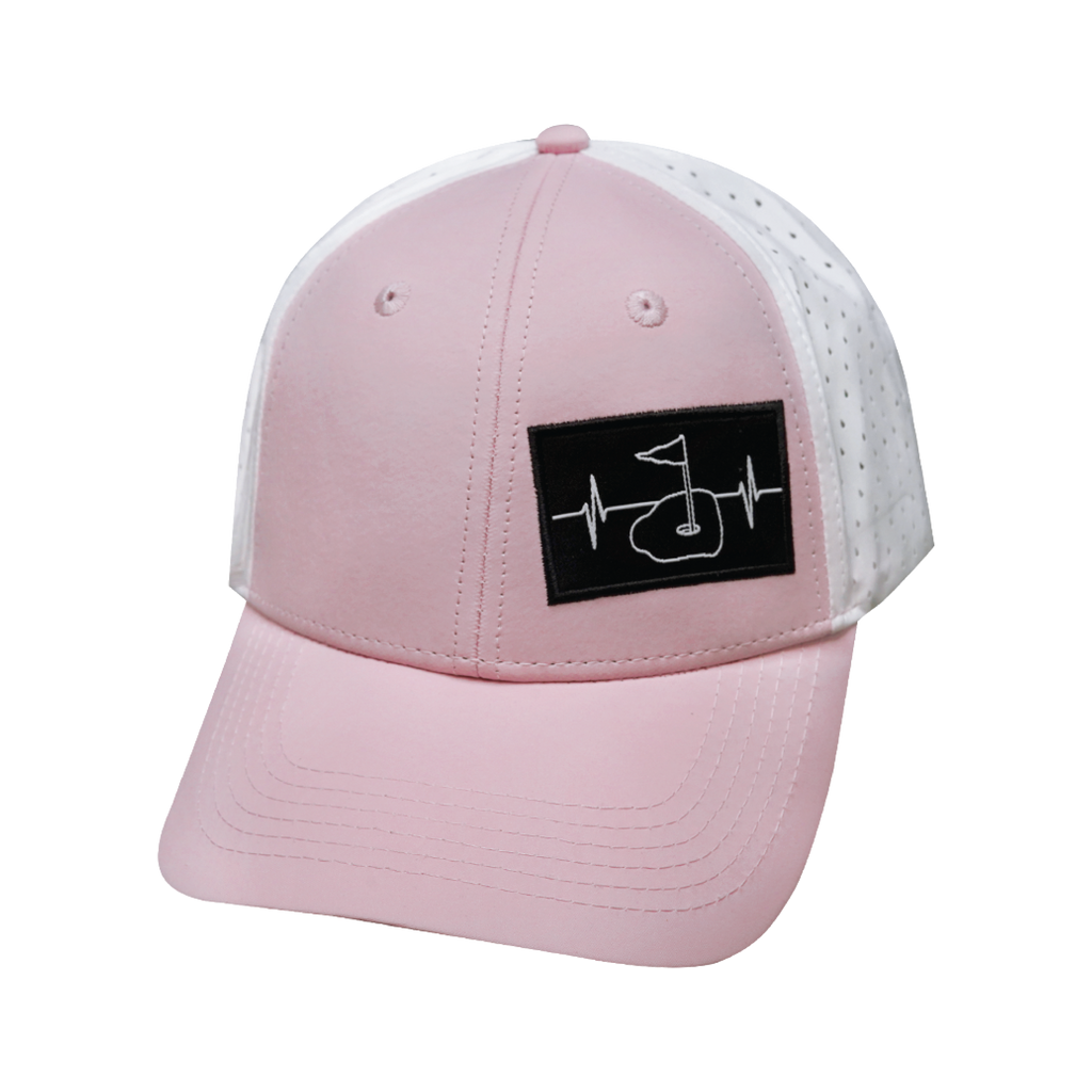 Golf Hat - Low Profile - Ponytail - Light Pink / White - Laser Mesh